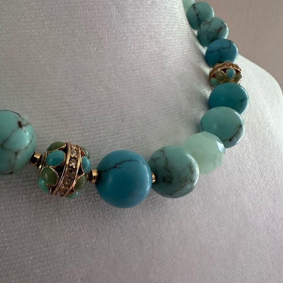 Vintage Lauren Ralph Lauren Turquoise and Amazonite Glass Bead Necklace - Picture 12 of 12